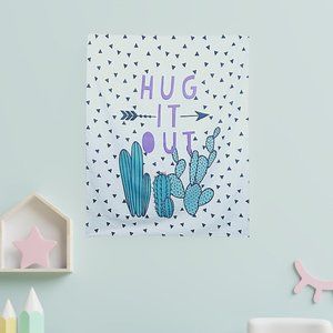 Hug It Out Kids Boho Cactus Theme Wall Tapestry NEW